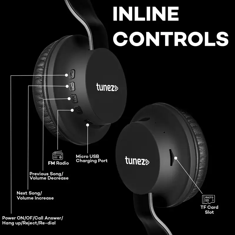 Tunez Beats B60 On - Ear Wireless Bluetooth Headphone Under 1000 - Image 4