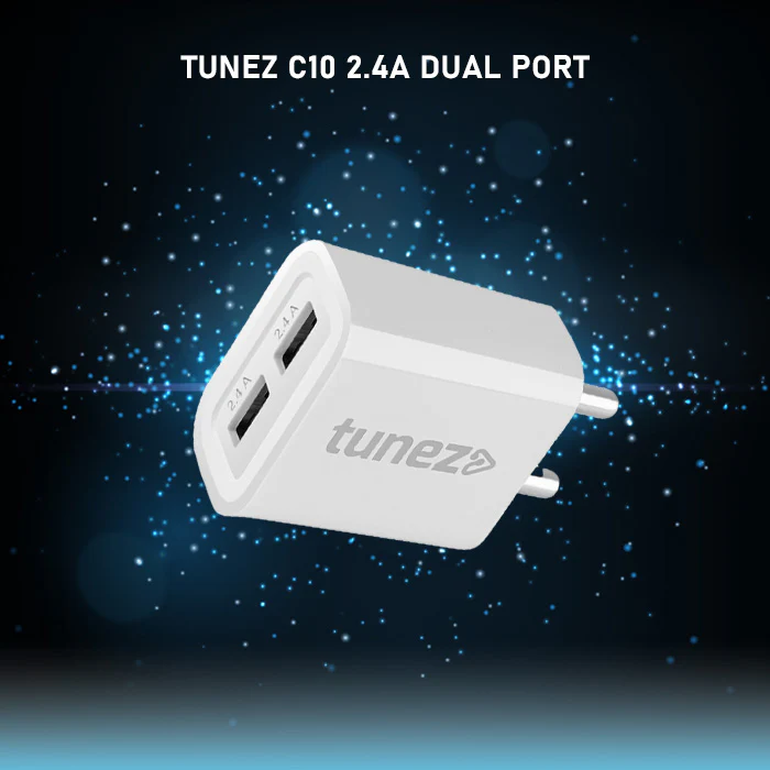 Tunez C10 2.4A Dual Port Fast Mobile Charger Adapter - Image 2