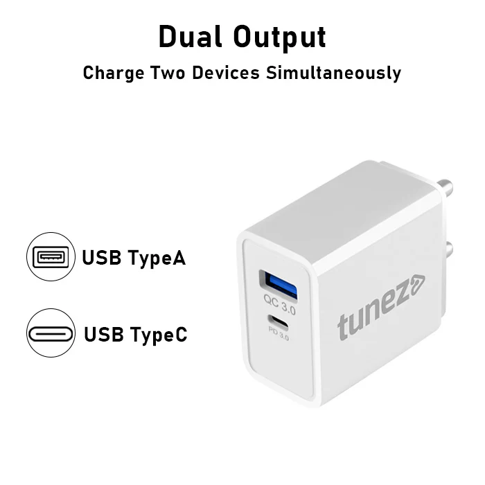 Tunez C40 22.5w QC+PD Fast Mobile Charger Adaptor - Image 3