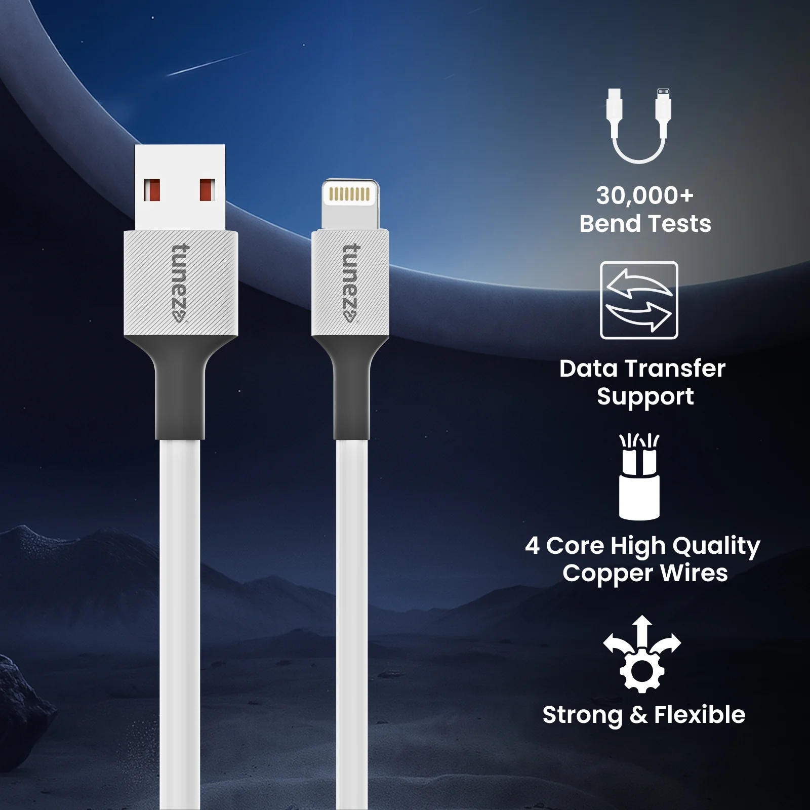 Tunez Nexus DC3922 30W Silicon Fast Lightning Data Cable - Image 3