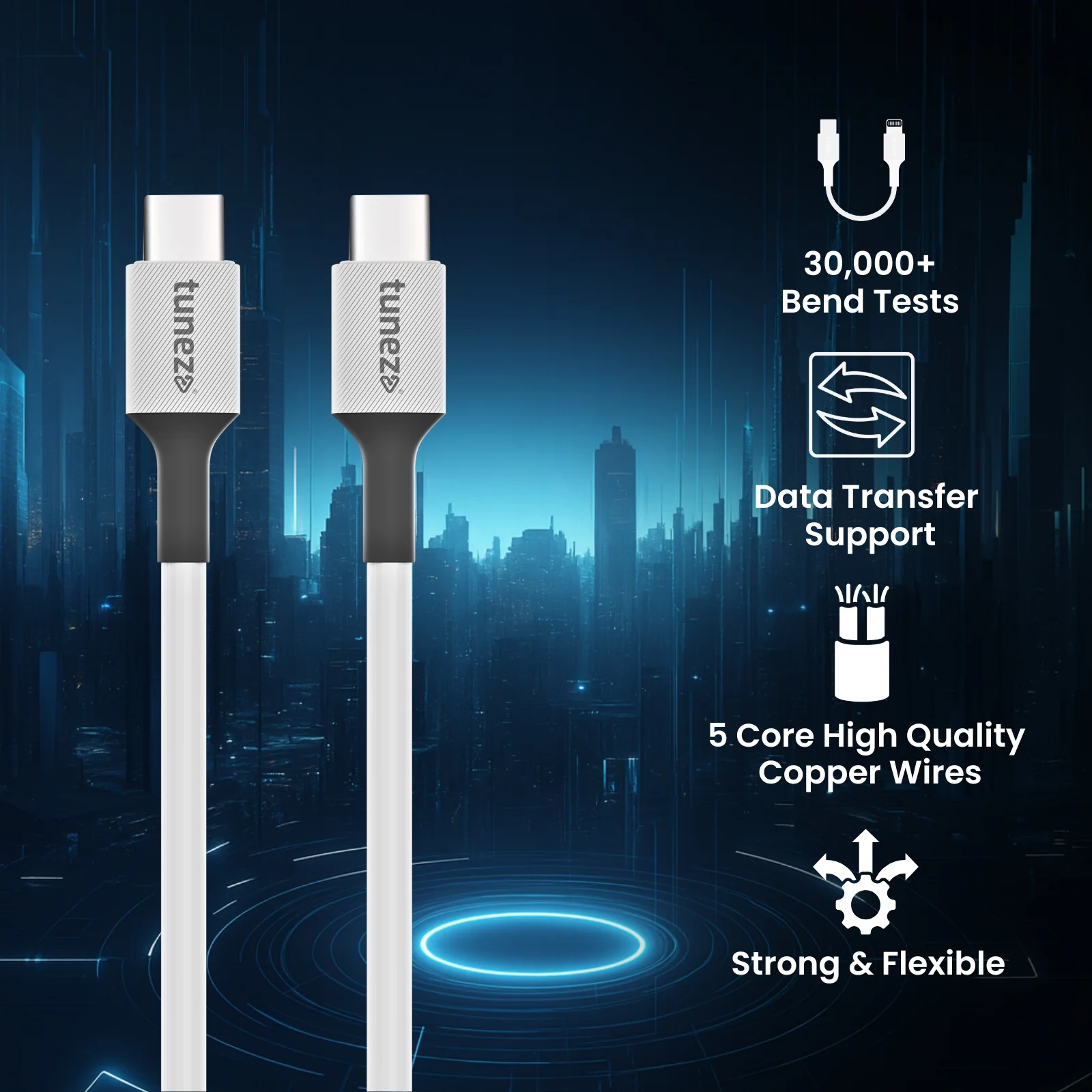 Tunez Nexus DC4923 30W PD Type-C to Type-C Data Cable - Image 3