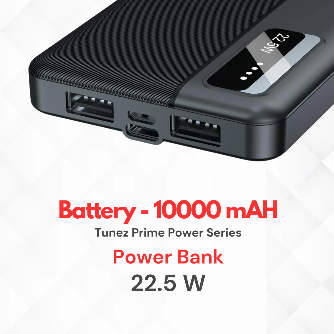 Tunez PB1231 10000mAh Power Bank | 22.5W, LED Indicator - Image 3
