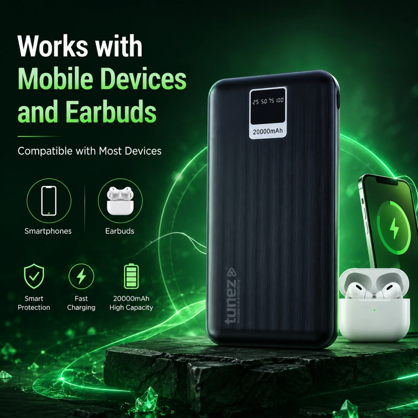 Tunez PB2231 20000mAh Power Bank | 12W Output, Digital Indicator - Image 3