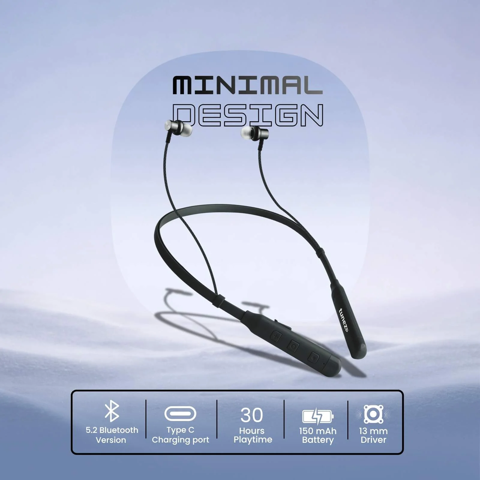 Tunez Rhythm R08 Bluetooth Neckband | 30Hrs Playtime - Image 7