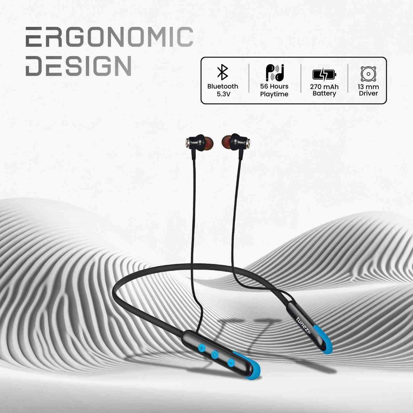 Tunez Rhythm R12 Wireless Neckband | 270mAh Battery, 300+ Hrs Standby - Image 5