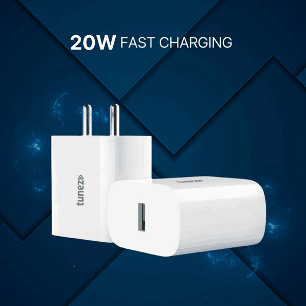 Tunez W132 20W QC Fast Mobile Charger Adapter with Type C Cable - Image 5