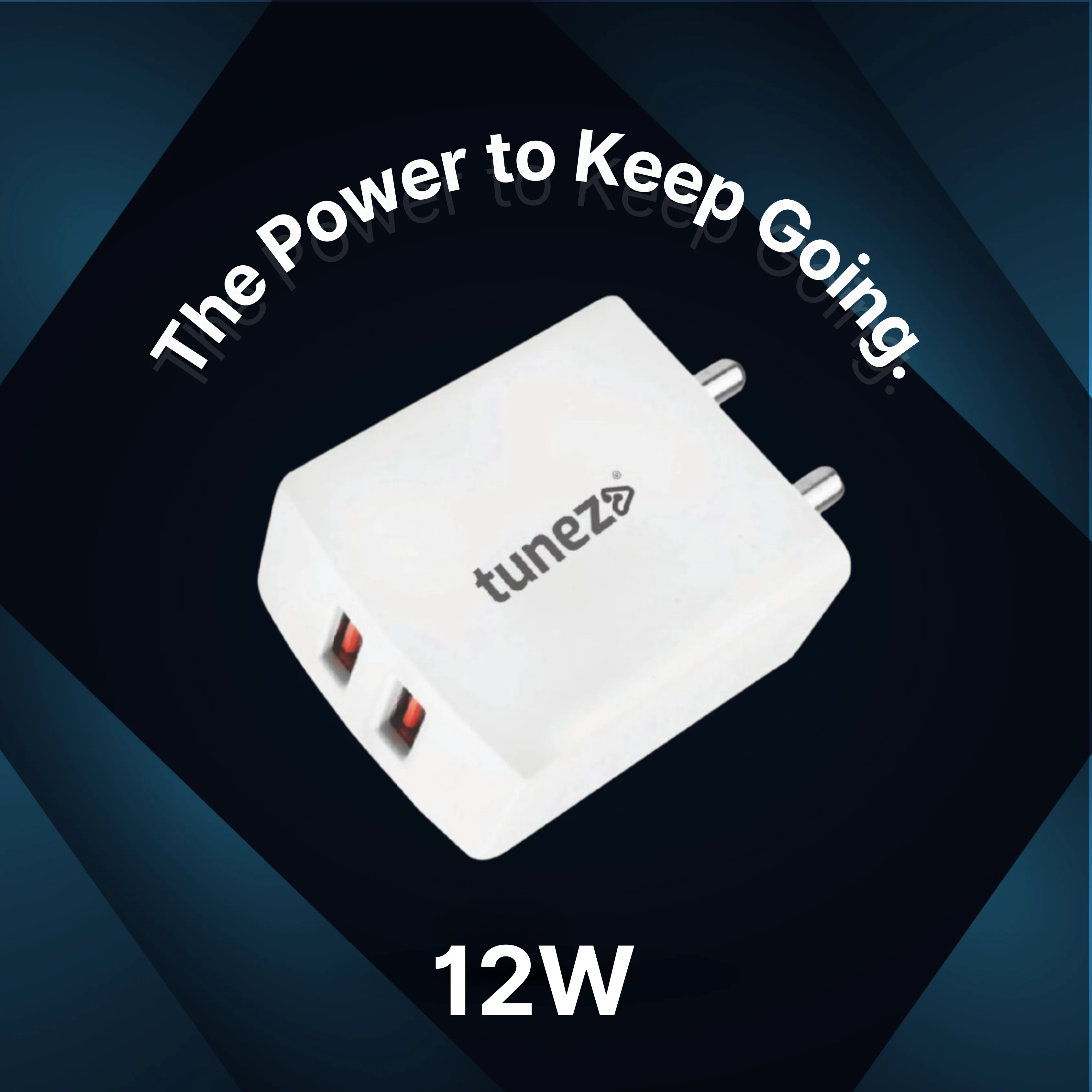 Tunez W212 12W Dual USB fast charging adaptor with Type C cable - Image 3